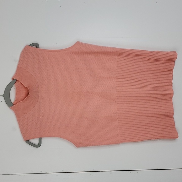 St. John Sweaters - St John Cashmere Mock Neck Sweater Tank Top Sleeveless Cross Grid Pink Womens L